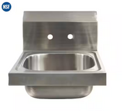 NEW 15x16 Wall Mount Hand Sink Kintera KHS1210 Stainless Steel NSF NO Faucet #4200