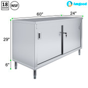 NEW 24x60 Stainless Steel Cabinet 2 Sliding Doors Enclosed Work Table #4343