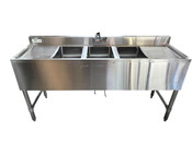 3 Compartment Under Bar Sink Stainless Steel NSF Regency 600B31014213 #4561