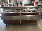 6 Well Electric Steam Table Buffet Line Atlas WIH-D&M-6 With Sneeze Guard On Wheels #4742
