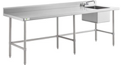 96" x 30" All Stainless Steel Prep Table & 20x20 Sink Open Base With 12" Back Splash #4743