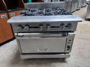 36" Gas Range 6 Open Flame Burner On Convection Oven Vulcan V6B36C-500 NSF On Wheels #4822
