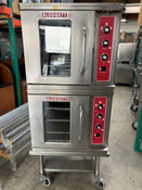 Blodgett CTBR-1 Electric Convection Ovens 1/2 Size Double Stack On Stainless Steel Rolling Stand #4853