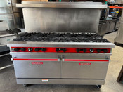 10 Burner Range On 2 Gas Full Size Ovens Vulcan 60L-565 60" Stove On Wheels 5' #4919