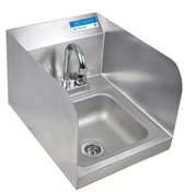NEW 9" x 9" Space Saver Hand Sink With Dual Side Splash Guards & Faucet BK BKHS-D-SS-SS-P-G #4956