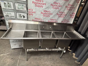 3 Compartment 15x15 Stainless Steel Sink 79" Dish Wash Triple Basin #5122 