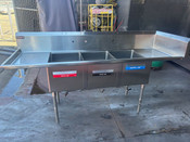 3 Compartment Sink 90.5" 20x28 Basin R&J Fab NSF Stainless Steel #5147