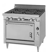 36" Gas Range 6 Open Flame Burner Montague 136-5 Heavy Duty Standard Oven On Wheels #5179