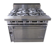 36" Gas Range Jade JTRH-6-36 Open Flame 6 Burner On Standard Oven Base With Wheels #5180