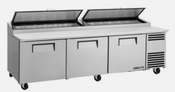3 Door Refrigerated Pizza Prep Table True TPP-93 Raised Rail Topping Station #5288