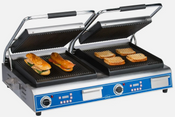 NEW Globe GPGDUE14D Deluxe Double Sandwich Grill Grooved Plates Dual 15x18-1/2 208/240V 7200W #5283
