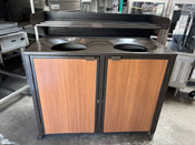 42" Double Trash Can Cabinet With Insert Liners On Wheels Tray Rack On Top #5298