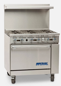 36" Gas 6 Burner Range With Convection Oven Imperial IR-6-C On Wheels #5359