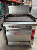 34" Grooved Griddle Gas Vulcan Range On Full Size Std Oven Base 2 Manual Burners Heavy Duty NSF #5370