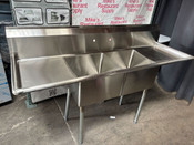 2 Compartment Sink 18x18 Basin GSW SEE18182D Stainless Steel Dual Drain Boards Dish Wash NSF #5381