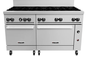 10 Burner 60" Gas Range On Convection & Standard Dual Ovens Vulcan 60SC-10BN On Wheels NSF #5386