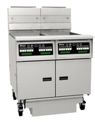 Pitco SSH60-2FD Gas Fryer (2) 60 LB Vats With Filtration & Basket Lifters Floor Model On Wheels #5402