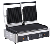 NEW Double Panini Grill Grooved Top Smooth Bottom serve-Ware EPG-200GF #5476