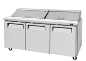 3 Door Refrigerated Sandwich Topping 72" Prep Table Turbo Air MST-72-N NSF Topping Cooler #5551