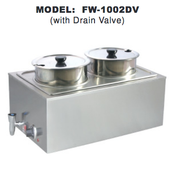 NEW Food Warmer Double 8 Qt Round Insert 12x20 W/Drain Uniworld FW-1002 110V Electric #4596