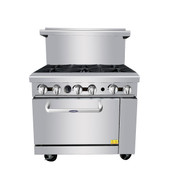 NEW 6 Open Flame Burner 36" Range & Std Gas Oven Atosa AGR-6B On Wheels #6037