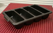 NEW 4-Compartment Black Plastic Cutlery Box / Flatware Bin with Handles #2298
