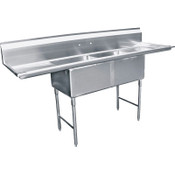 NEW 18x18 Sink 2 Compartment Drain Baskets Dual Drainboards Stainless Steel 18G #6995