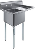 NEW 18x18 Sink 1 Compartment Food Prep w/Right Drainboard NSF Stainless Steel #7001
