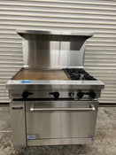 NEW 36" LP Propane Range 2 Open Flame Burner & 24" Griddle W/ Full Oven Stratus SR-2G24-LP On Wheels #7269