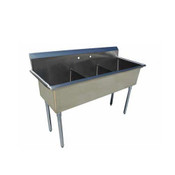 NEW 18x18 Sink 3 Compartment NO Drainboards Stainless Steel NSF #7331