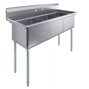 NEW 18x18 Sink 3 Compartment NO Drainboards Stainless Steel NSF #7331