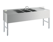 NEW 72" 3 Compartment 10x14 Under Bar Sink Dual Drainboards NSF Stainless Steel #9848