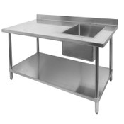 NEW 30x72 Work Table & Right Side 16x20 Sink Prep Station Stainless Steel NSF GSW #2100