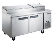 NEW 2 Door 70" Refrigerated Pizza Prep Table Stainless Steel Cooler NSF Dukers DPP70 #2195