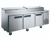 NEW 3 Door 90" Refrigerated Pizza Prep Table Stainless Steel Cooler NSF Dukers DPP90 #2196