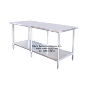 NEW 96" X 30" All Stainless Steel Work Table & Adjustable Under Shelf Atosa NSF SSTW-3096 #2746