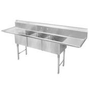 NEW 15X15  Sink 3 Compartment w/Dual Drainboards Stainless Steel NSF #2076