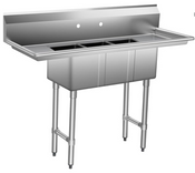 NEW 14X10 Sink 3 Compartment w/Dual Drainboards Stainless Steel NSF #2077