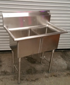 NEW 15X15 Sink 2 Compartment NO Drainboards Stainless Steel NSF #2240