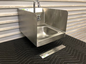 NEW 12x16 Wall Mount Hand Wash Sink With Side Splash Guards & Faucet NSF Stainless Steel #3002