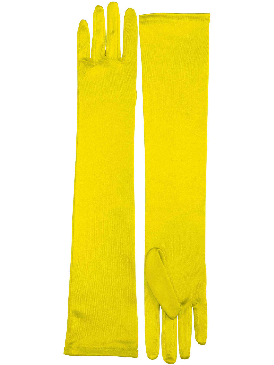 Adult's Deluxe Yellow Satin Opera Gloves