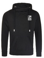 TOH3 Men's Barns Jet Black Just Hoods By AWDis 80/20 Heavyweight Cross Over Neck Hooded Sweatshirt