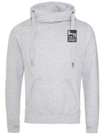 TOH3 Men's Heather Grey Just Hoods By AWDis 80/20 Heavyweight Cross Over Neck Hooded Sweatshirt