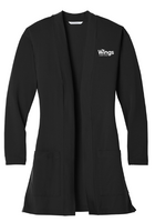 Wings Financial Black Port Authority ® Ladies Concept Long Pocket Cardigan