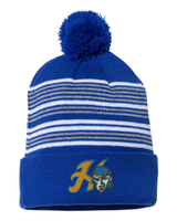 Raiders Adult Striped Pom-Pom Cuffed Beanie