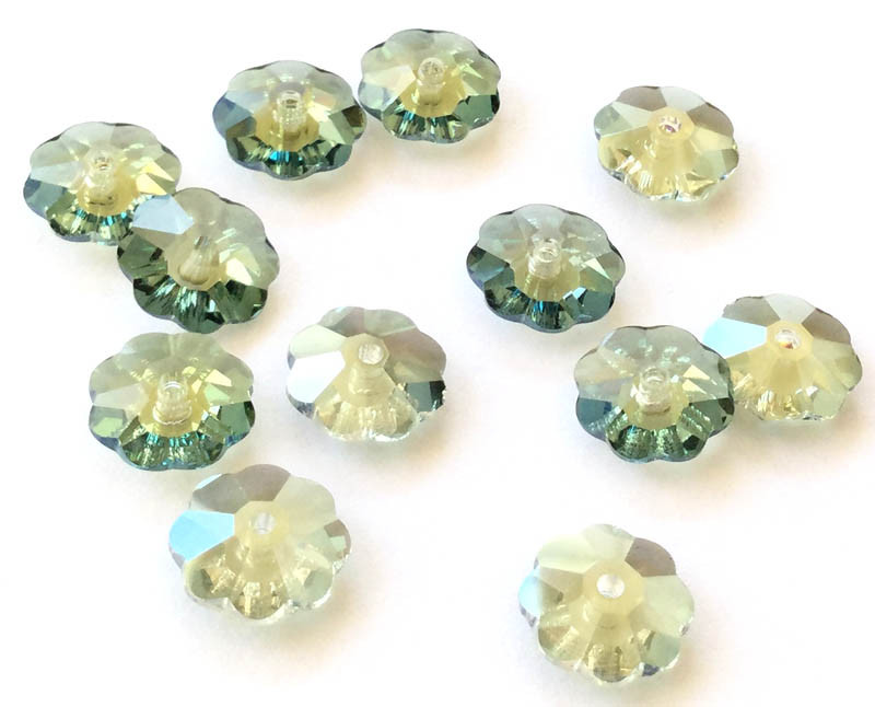 10mm Viridian Margarita Swarovski Crystal Flower Beads
