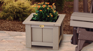 Poly Vinyl Planters and footrests at Wayside Lawn Structures in Ohio