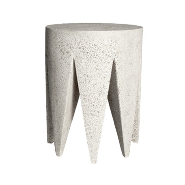 King Me Table Stool (Fiber resin and aggregate in white stone)