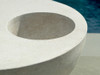 Hemisphere Side Table detail (Fiberglass resin and aggregate  in white stone)
