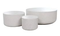 Mill Stone Cocktail Tables (Fiberglass resin and aggregate  in white stone)